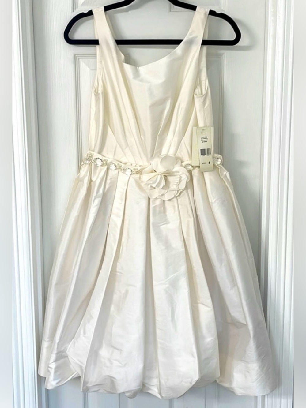 Eliza J Ivory Flower-Belt Cocktail Dress
